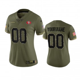 Nainen San Francisco 49ers NFL Pelipaita Custom Olive 2022 Salute To Service Limited